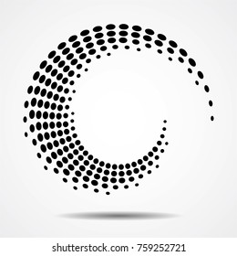 Halftone dots in circle form. round logo . vector dotted frame . design element