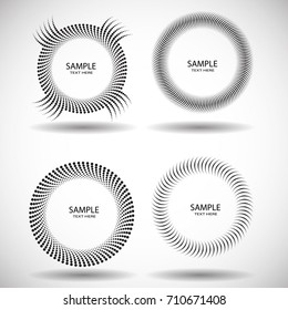 Halftone Dots in Circle Form . Spiral Vector Illustration .Technology round Logo . Design element . Abstract Geometric shape . Dotted border frame for image