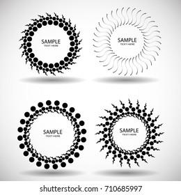 Halftone Dots in Circle Form . Spiral Vector Illustration .Technology round Logo . Design element . Abstract Geometric shape . Dotted border frame for image