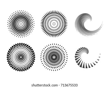 Halftone Dots in Circle Form . Spiral Vector Illustration .Technology round Logo . Design element . Abstract Geometric shape . Dotted border frame for image