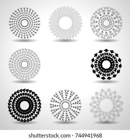 Halftone Dots in Circle Form . Spiral Vector Illustration .Technology round Logo . Design element . Abstract Geometric shape . Dotted border frame for image