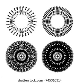 Halftone Dots in Circle Form . Spiral Vector Illustration .Technology round Logo . Design element . Abstract Geometric shape . Dotted border frame for image