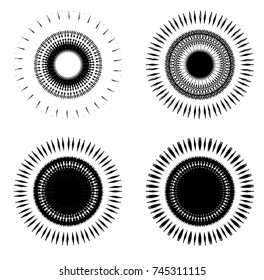 Halftone Dots in Circle Form . Spiral Vector Illustration .Technology round Logo . Design element . Abstract Geometric shape . Dotted border frame for image