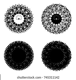 Halftone Dots in Circle Form . Spiral Vector Illustration .Technology round Logo . Design element . Abstract Geometric shape . Dotted border frame for image