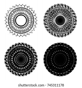 Halftone Dots in Circle Form . Spiral Vector Illustration .Technology round Logo . Design element . Abstract Geometric shape . Dotted border frame for image