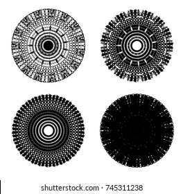 Halftone Dots in Circle Form . Spiral Vector Illustration .Technology round Logo . Design element . Abstract Geometric shape . Dotted border frame for image