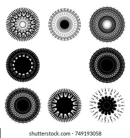Halftone Dots in Circle Form . Spiral Vector Illustration .Technology round Logo . Design element . Abstract Geometric shape . Dotted border frame for image