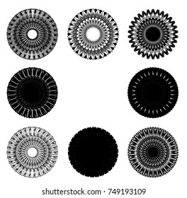 Halftone Dots in Circle Form . Spiral Vector Illustration .Technology round Logo . Design element . Abstract Geometric shape . Dotted border frame for image