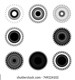 Halftone Dots in Circle Form . Spiral Vector Illustration .Technology round Logo . Design element . Abstract Geometric shape . Dotted border frame for image