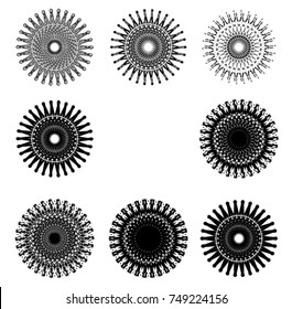 Halftone Dots in Circle Form . Spiral Vector Illustration .Technology round Logo . Design element . Abstract Geometric shape . Dotted border frame for image