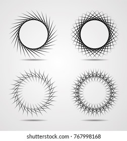 Halftone Dots in Circle Form . Spiral Vector Illustration .Technology round Logo . Design element . Abstract Geometric shape . Dotted border frame for image