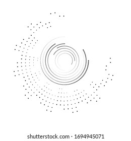 Halftone dots in circle form. sun logo . vector dotted flower . design element