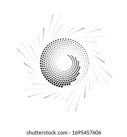 Halftone dots in circle form. sun logo . vector dotted flower . design element