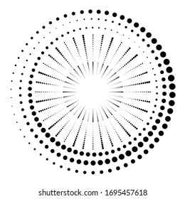 Halftone dots in circle form. sun logo . vector dotted flower . design element