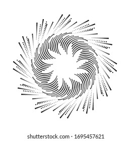 Halftone dots in circle form. sun logo . vector dotted flower . design element