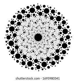 Halftone dots in circle form. sun logo . vector dotted flower . design element