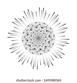 Halftone dots in circle form. sun logo . vector dotted flower . design element