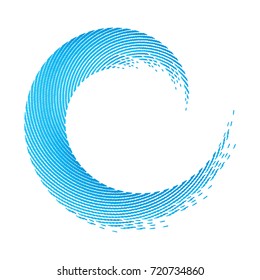 Halftone dots in circle form. Surfing logo . vector dotted frame . design element . Blue Wave