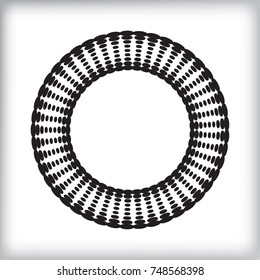 Halftone dots in circle form. tiny squares in round logo . vector dotted frame . design element