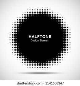 Abstraktes Logo-Design-Element für die medizinische Behandlung, Kosmetik. Blumensymbol mit Halbkreis-Struktur. Halftone Emblem. Vektorgrafik.