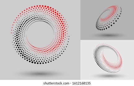 halftone dots circle as icon or logo