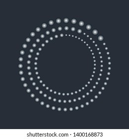 Halftone dots circle on dark background. Vector illustration