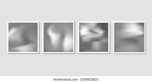Halftone Dots Collection Glitch distorted grungy isolated layers . Design element for brochure, posters Vector format