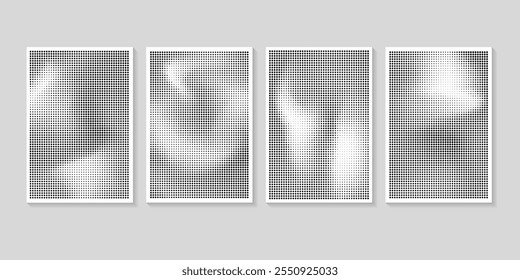 Halftone Dots Colección Glitch distorsionado capas aisladas gruñonas . Elemento de diseño para folleto, formato de Vector de carteles
