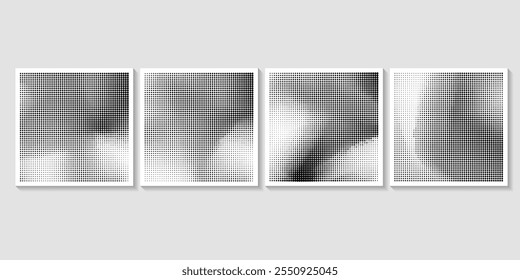Halftone Dots Collection Glitch distorted grungy isolated layers . Design element for brochure, posters Vector format