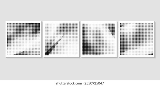 Halftone Dots Collection Glitch distorted grungy isolated layers . Design element for brochure, posters Vector format