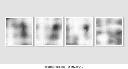 Halftone Dots Collection Glitch distorted grungy isolated layers . Design element for brochure, posters Vector format