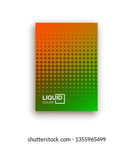 Halftone dots cover page layouts vector design. Flat geometric backgrounds. Party posters set with radial halftone dots gradient texture. Music flyer frame templates. Retro cover pages.