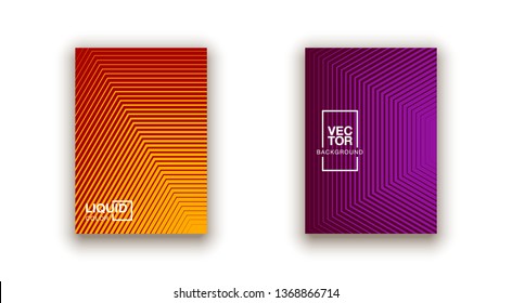 Halftone dots cover page layouts design. Flat geometric backgrounds. Party posters set with radial halftone dots gradient texture. Music flyer frame templates. Retro cover pages.