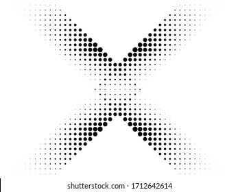 Halftone dots in Cross Form . Vector Illustration. Letter x  Logo . Design element . Abstract Geometric shape . 