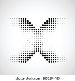 Halftone Dots In Cross Form . Vector Illustration. Letter X  Logo . Design Element . Abstract Geometric Shape . 