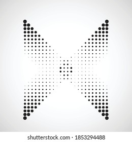 Halftone dots in Cross Form . Vector Illustration. Letter x  Logo . Design element . Abstract Geometric shape . 