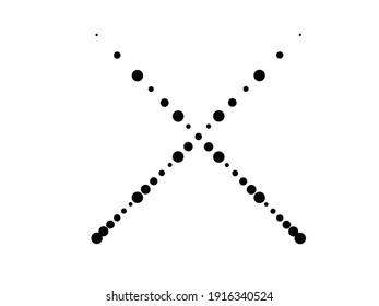 Halftone dots in Cross Form . Vector Illustration. Letter x  Logo . Design element . Abstract Geometric shape . 