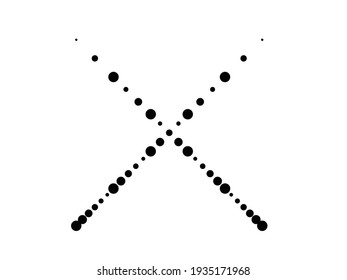 Halftone dots in Cross Form . Vector Illustration. Letter x  Logo . Design element . Abstract Geometric shape . 