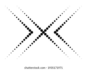Halftone dots in Cross Form . Vector Illustration. Letter x  Logo . Design element . Abstract Geometric shape . 