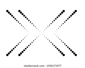 Halftone dots in Cross Form . Vector Illustration. Letter x  Logo . Design element . Abstract Geometric shape . 