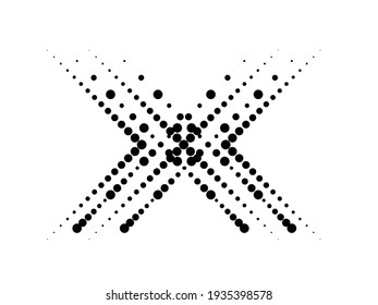 Halftone dots in Cross Form . Vector Illustration. Letter x  Logo . Design element . Abstract Geometric shape . 