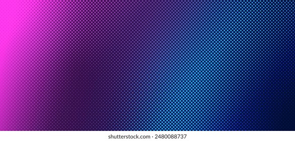 Halftone dots, dark blue and pink gradient pattern, Abstract digital technology style, Pop art dot science cartoon or futuristic moving dots particles.