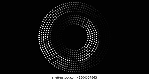  Diseño de puntos de semitono . Círculo de gradiente punteado de Vector aislado