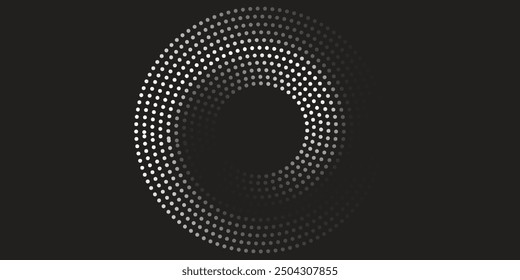  Diseño de puntos de semitono . Círculo de gradiente punteado de Vector aislado