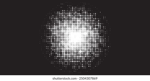  Halftone dots design . Isolated vector dotted gradient circle