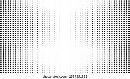 Halftone dots effect pattern fades in the middle