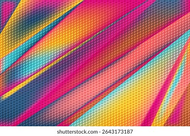 Os pontos de meio-tom desbotaram a textura sobre o design vetorial fresco das listras diagonais. Geometria diagonal elegante com ritmo visual. Estrutura pronta para web designs. Camadas diagonais abstratas em movimento.
