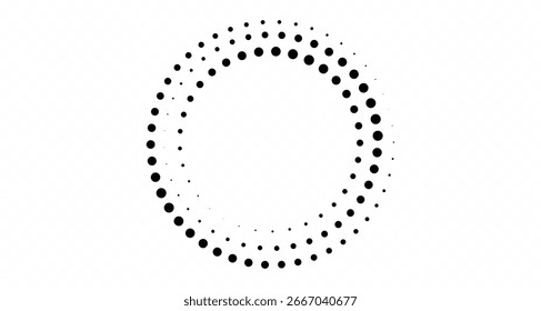 Halftone dots forming abstract geometric frame

