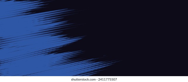 Halftone dots gradient grunge texture background blue and black color pattern. Dot pop art comic sport style vector illustration. grunge vector dots