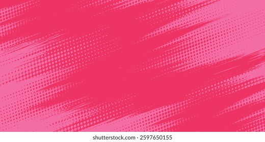 Halftone dots gradient grunge texture background red and pink color pattern. Dot pop art comic sport style vector illustration. vector
